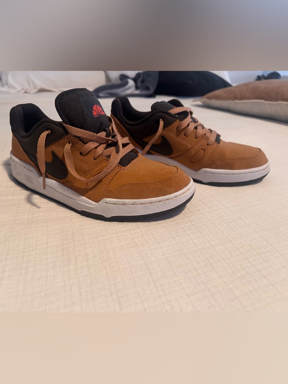 Nike Tan and Black Suede Low-Top Sneakers